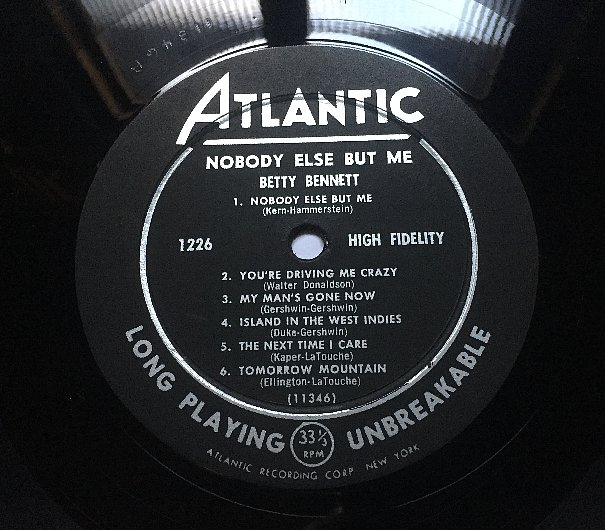 Betty Bennett/Nobody Else But Me/Atlantic ‎1226 - Kind Record