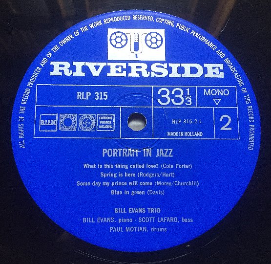 The Bill Evans Trio/Portrait In Jazz/Riverside RLP 12-315 - Kind