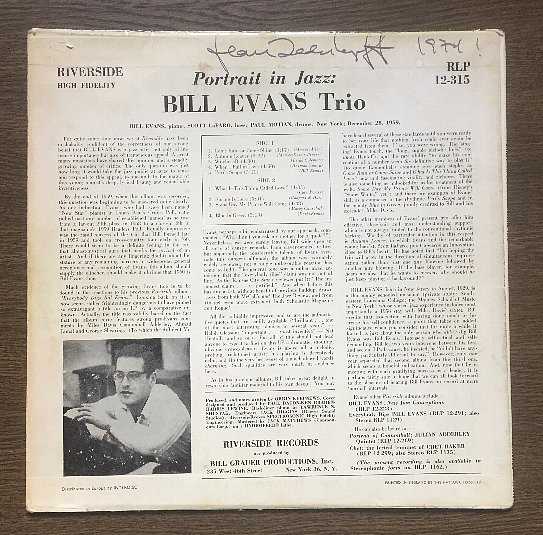 The Bill Evans Trio/Portrait In Jazz/Riverside RLP 12-315 - Kind